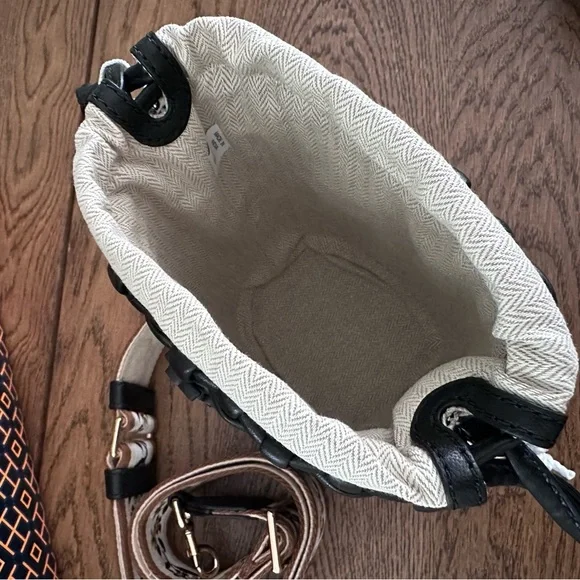NWT! NEW! Tory Burch Emerson Basketweave Woven Mini Bucket Bag -Women leather - Picture 7 of 12